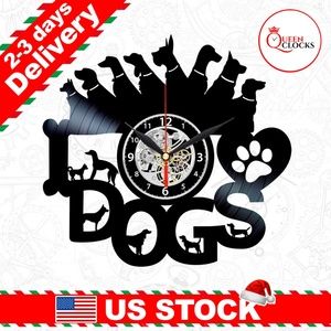 Dog Lover Vinyl Clock Art Wall Decor Women Gifts